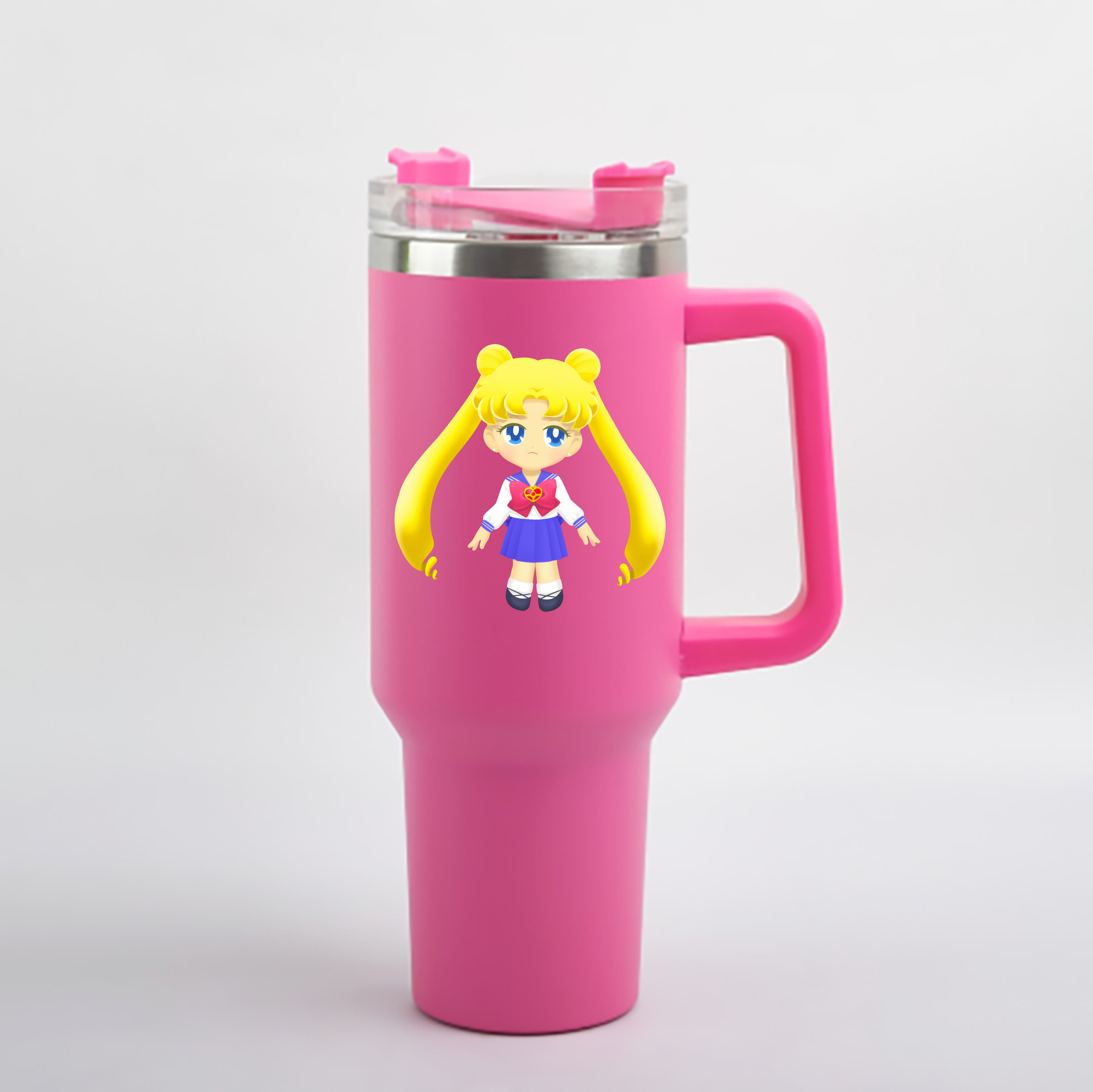 （画像用） 美少女戦士セーラームーン 愛野 美奈子 あいの みなこ Sailor Moon Aino Minako 1200mL車用タンブラー - クリスタルステッカー（プラスチックストロー付き）
